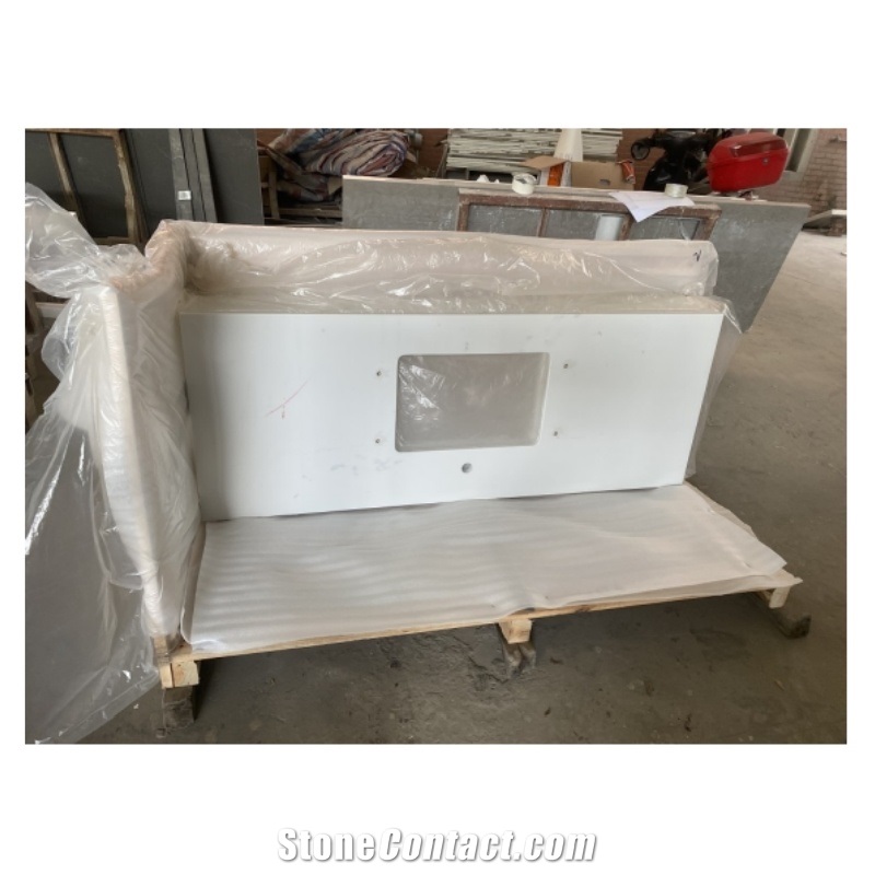 Calacatta Quartz White Artificial Stone Bathroom Countertops