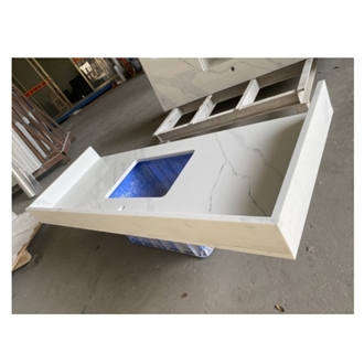 Calacatta Quartz White Artificial Stone Bathroom Countertops