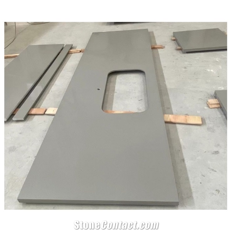 Grey Quartz Stone Kitchen Countertop Island Top