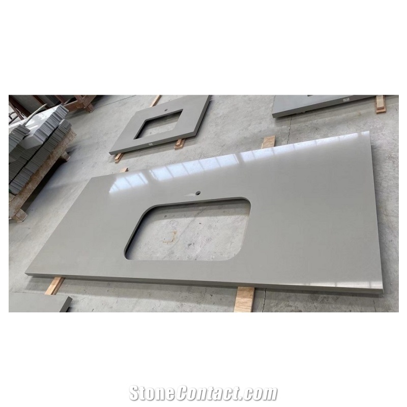 Grey Quartz Stone Kitchen Countertop Island Top