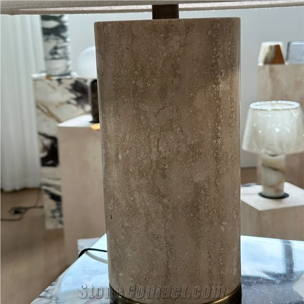 Cylinder Travertine Lamp  Home Decor Products