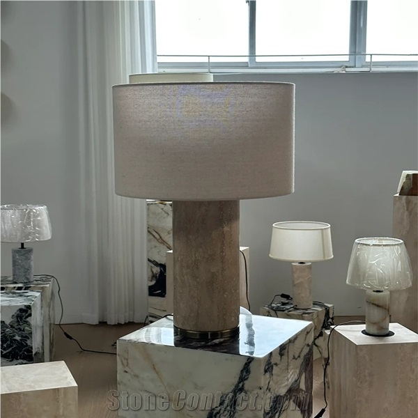 Cylinder Travertine Lamp  Home Decor Products
