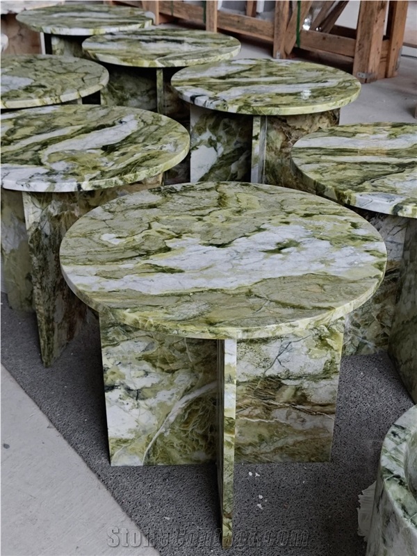 HRST Custom Ancient Green Marble Stone Coffee Table On Sale