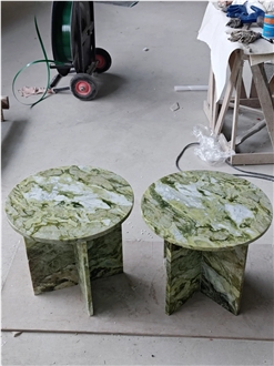 HRST Custom Ancient Green Marble Stone Coffee Table On Sale