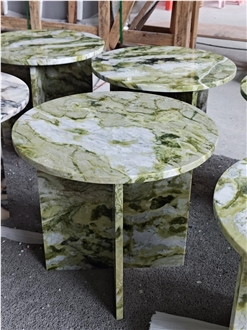 HRST Custom Ancient Green Marble Stone Coffee Table On Sale