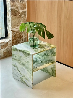 HRST Custom Ancient Green Marble Stone Coffee Table On Sale