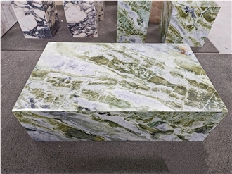 HRST Custom Ancient Green Marble Stone Coffee Table On Sale