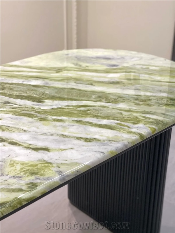 HRST Custom Ancient Green Marble Stone Coffee Table On Sale