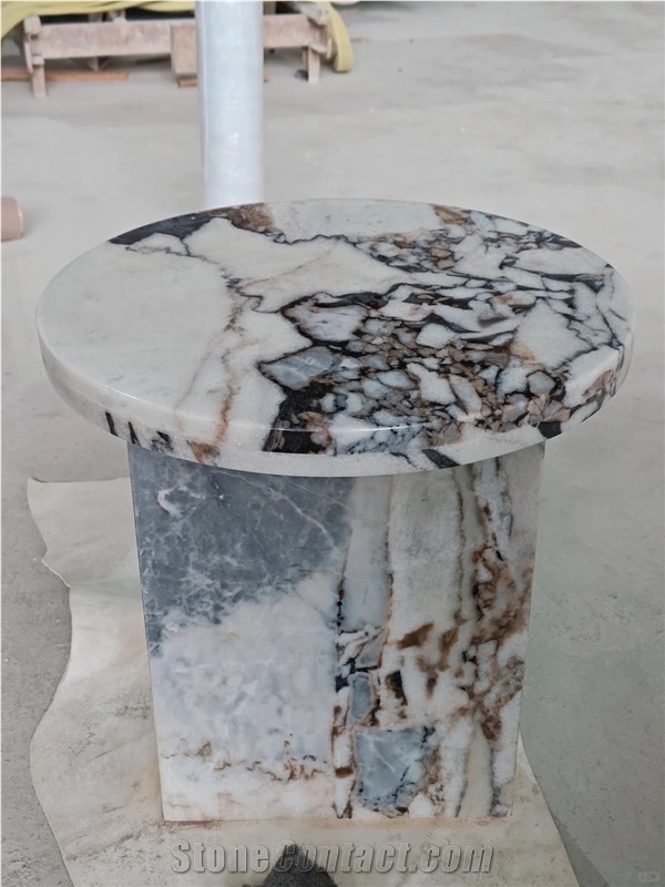 HRST Cutsom Ocean Storm Marble Stone Side Table On Sale