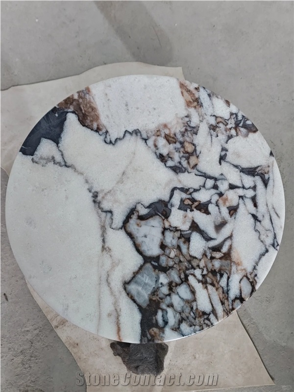 HRST Cutsom Ocean Storm Marble Stone Side Table On Sale