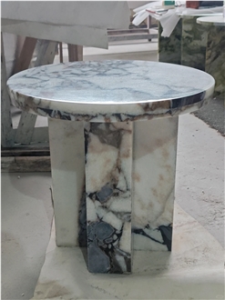 HRST Cutsom Ocean Storm Marble Stone Side Table On Sale