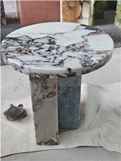 HRST Cutsom Ocean Storm Marble Stone Side Table On Sale