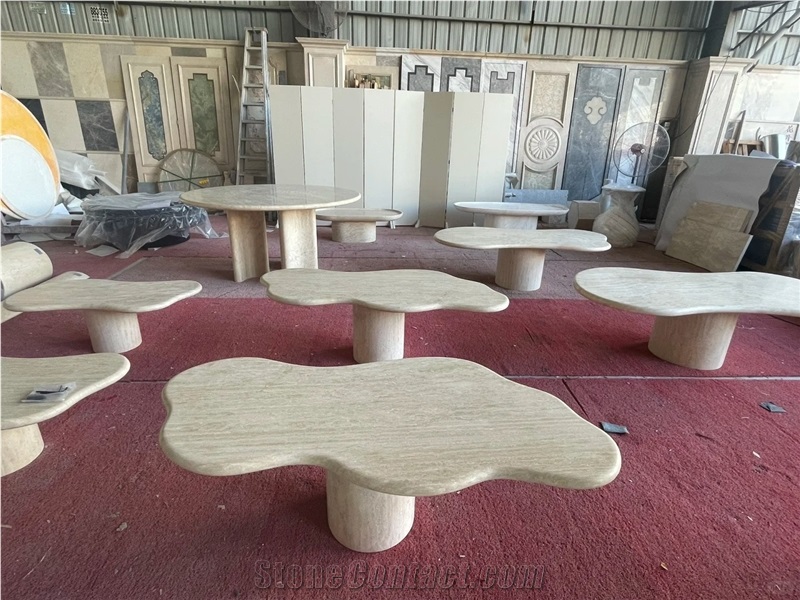 Nature Travertine Stone Coffee Table Furniture For Wholesale