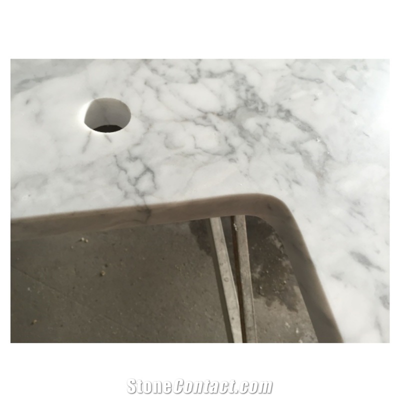 Pre Carrera White Marble Bathroom Double Sinks Vanity Tops