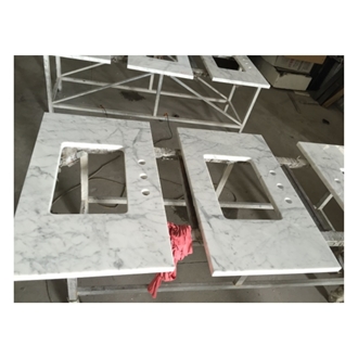 Pre Carrera White Marble Bathroom Double Sinks Vanity Tops