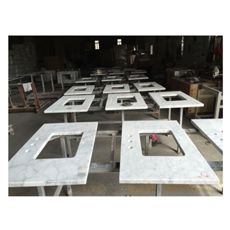 Pre Carrera White Marble Bathroom Double Sinks Vanity Tops