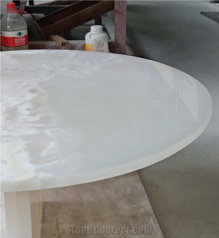 White Onyx Stone Side Coffee Table For Living Room On Sale