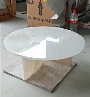 White Onyx Stone Side Coffee Table For Living Room On Sale