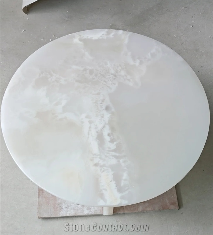 White Onyx Stone Side Coffee Table For Living Room On Sale