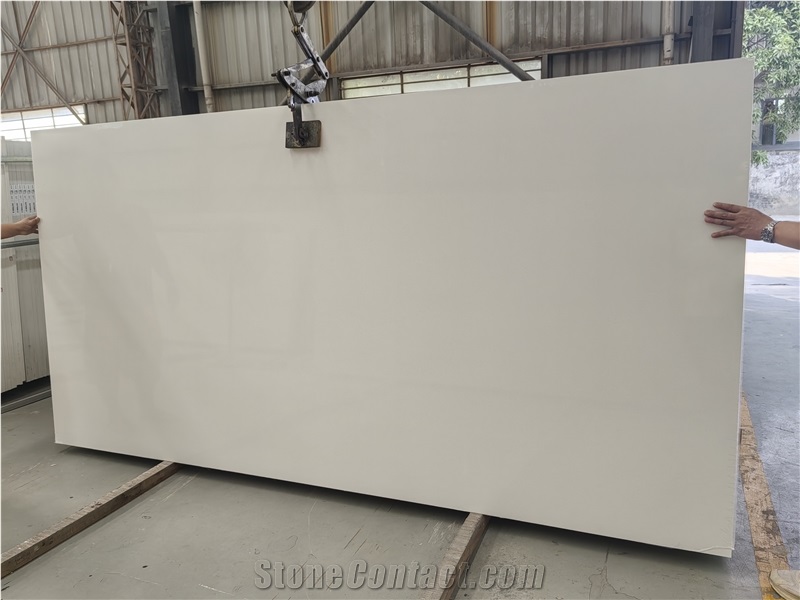 Grain White Solid Quartz Slabs