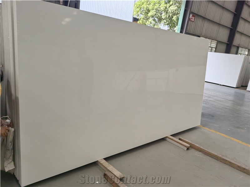 Grain White Solid Quartz Slabs