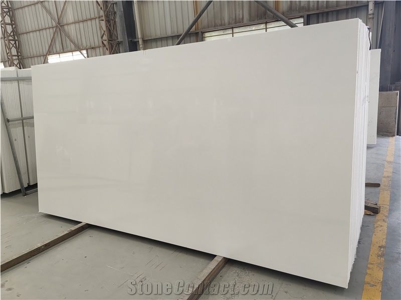 Grain White Solid Quartz Slabs