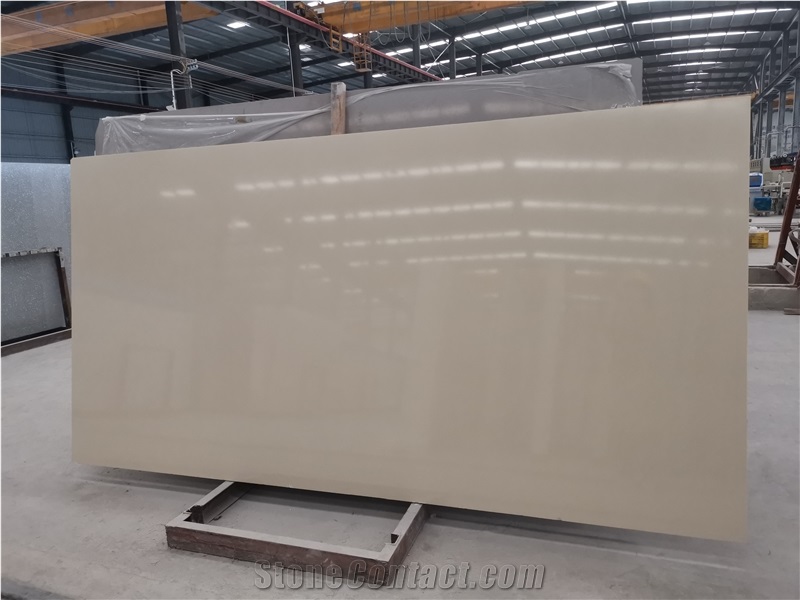 Beige Stone Tiles For Decoration Wall Engineered Stone Slabs