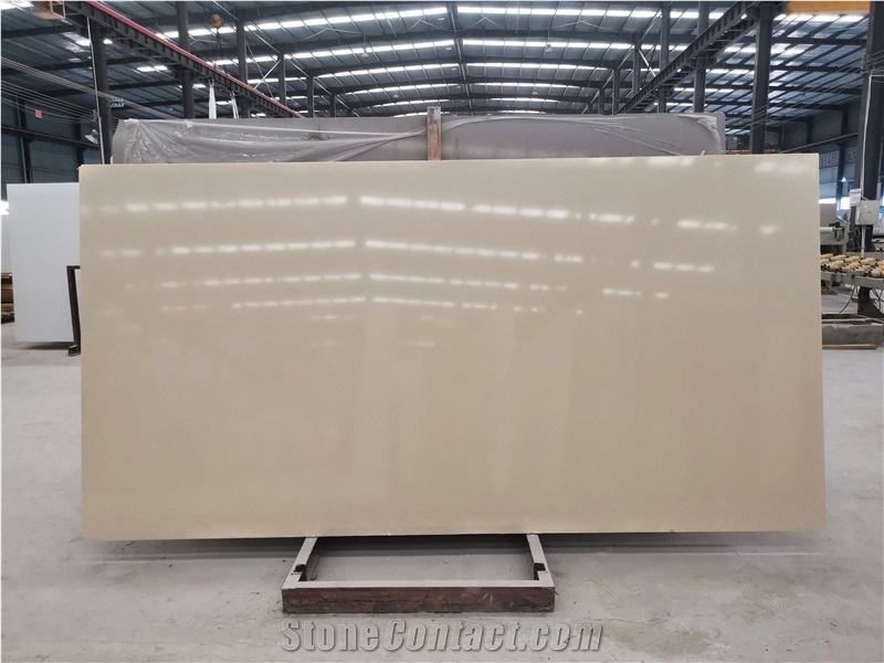 Beige Stone Tiles For Decoration Wall Engineered Stone Slabs