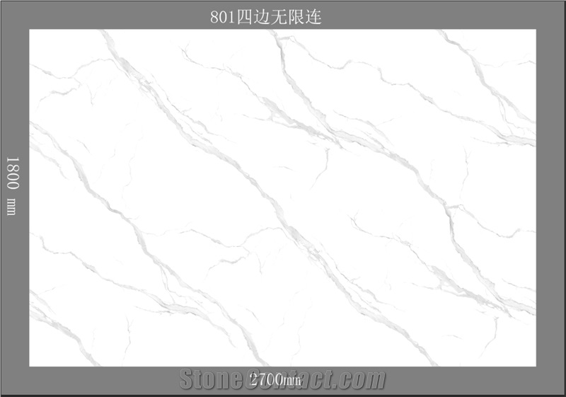 Glazed Marble-Look Wall Tiles, Artificial Carrara Quartz Slabs