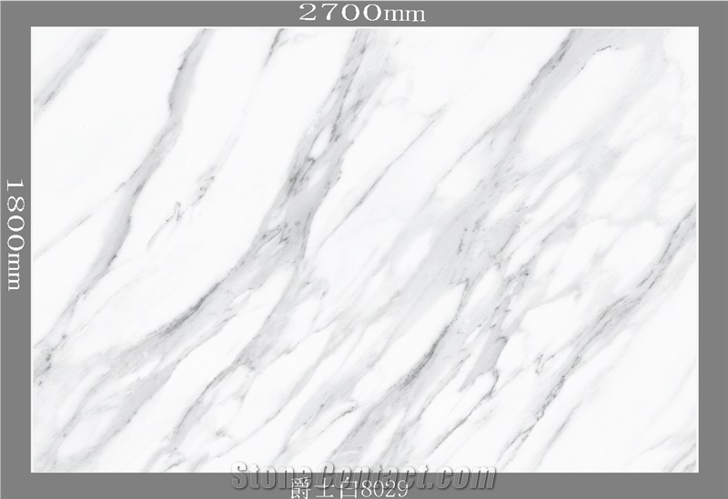 Glazed Marble-Look Wall Tiles, Artificial Carrara Quartz Slabs
