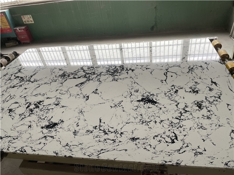 Panda White Engineered Marble Slab Wall Floor