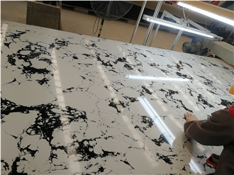 Panda White Engineered Marble Slab Wall Floor