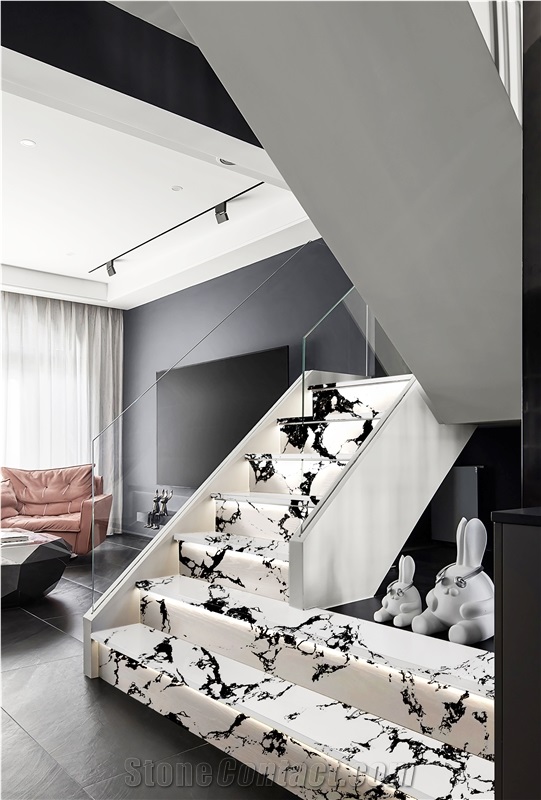Panda White Engineered Marble Slab Wall Floor