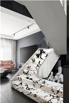 Panda White Engineered Marble Slab Wall Floor