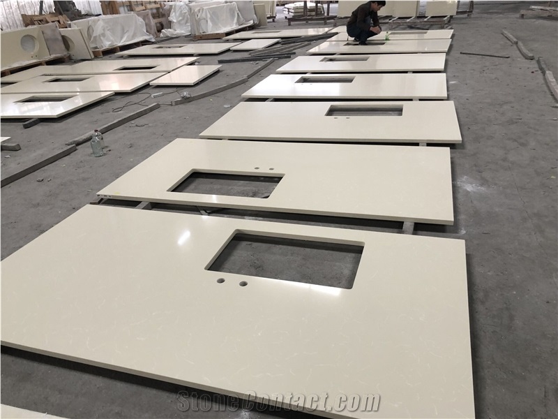 Beige Quartz Artificial Stone Countertop