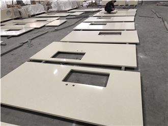 Beige Quartz Artificial Stone Countertop
