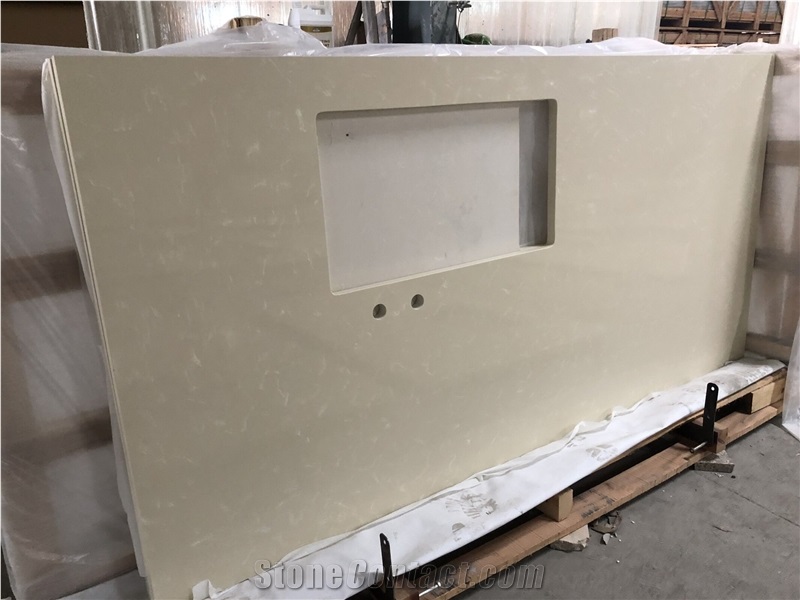 Beige Quartz Artificial Stone Countertop