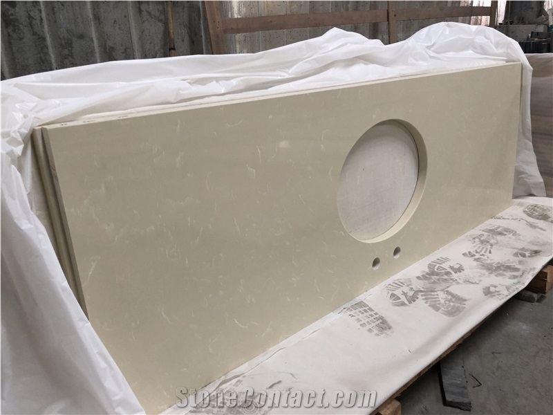Beige Quartz Artificial Stone Countertop