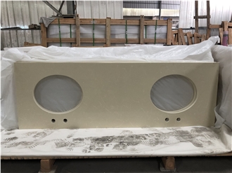 Beige Quartz Artificial Stone Countertop