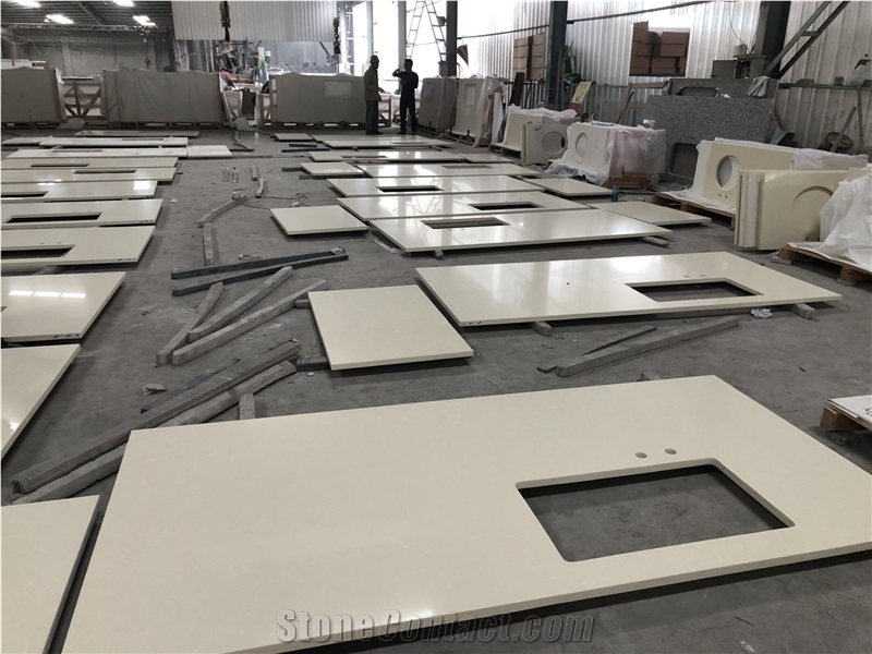 Beige Quartz Artificial Stone Countertop