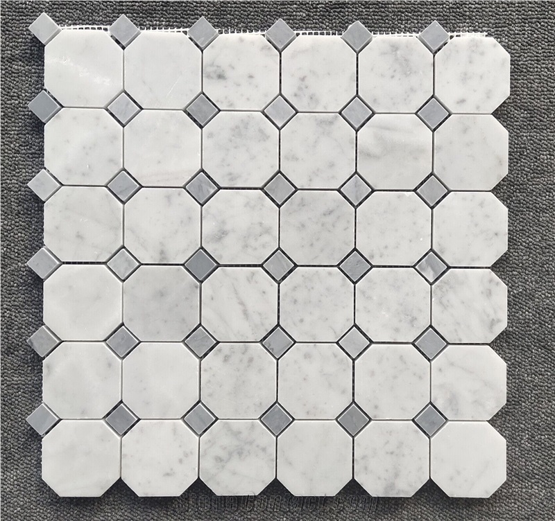 Bianco Carrara Marble Octagon Mosaic Tiles