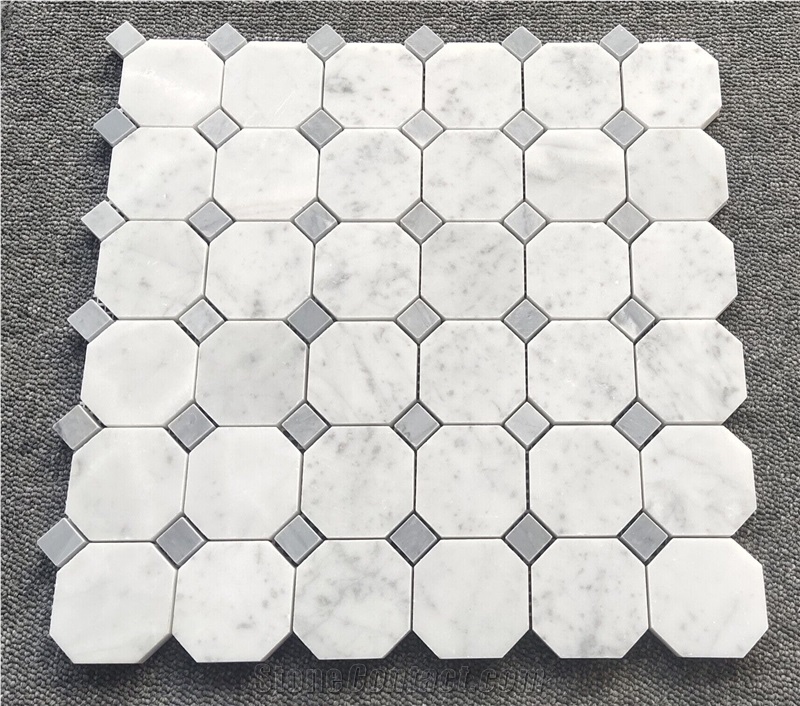 Bianco Carrara Marble Octagon Mosaic Tiles