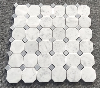 Bianco Carrara Marble Octagon Mosaic Tiles