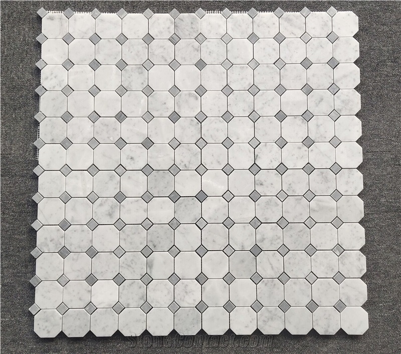 Bianco Carrara Marble Octagon Mosaic Tiles