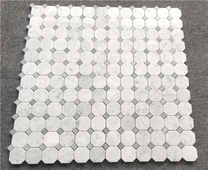 Bianco Carrara Marble Octagon Mosaic Tiles