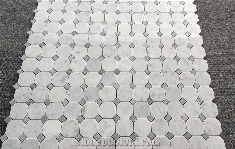 Bianco Carrara Marble Octagon Mosaic Tiles