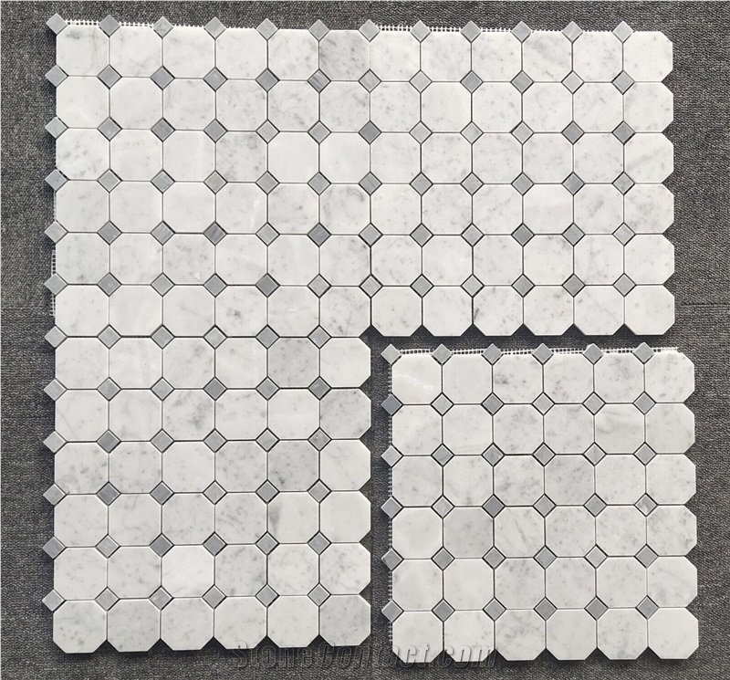Bianco Carrara Marble Octagon Mosaic Tiles