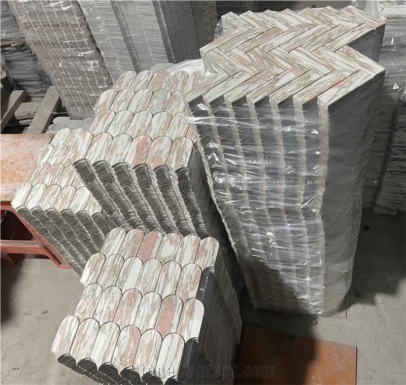 Norwegian Rose Marble Mosaic Tiles