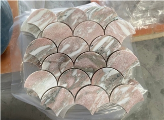 Norwegian Rose Marble Shell Scallop Mosaic Tiles Norwegian Rose Marble Shell Scallop Mosaic Tiles