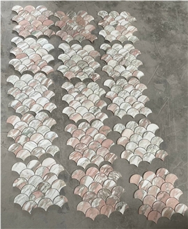 Norwegian Rose Marble Shell Scallop Mosaic Tiles